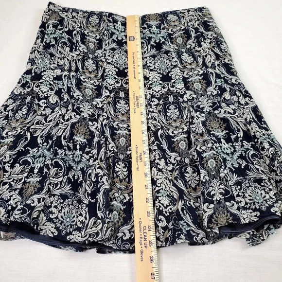 Pendleton Skirt Women 18 Blue Floral Lined A-Line Flowy Crinkle Silk Overlay - Picture 14 of 16
